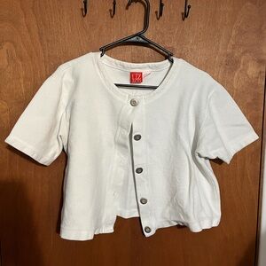 Liz & Co. White Button-Up Sweater Cardigan